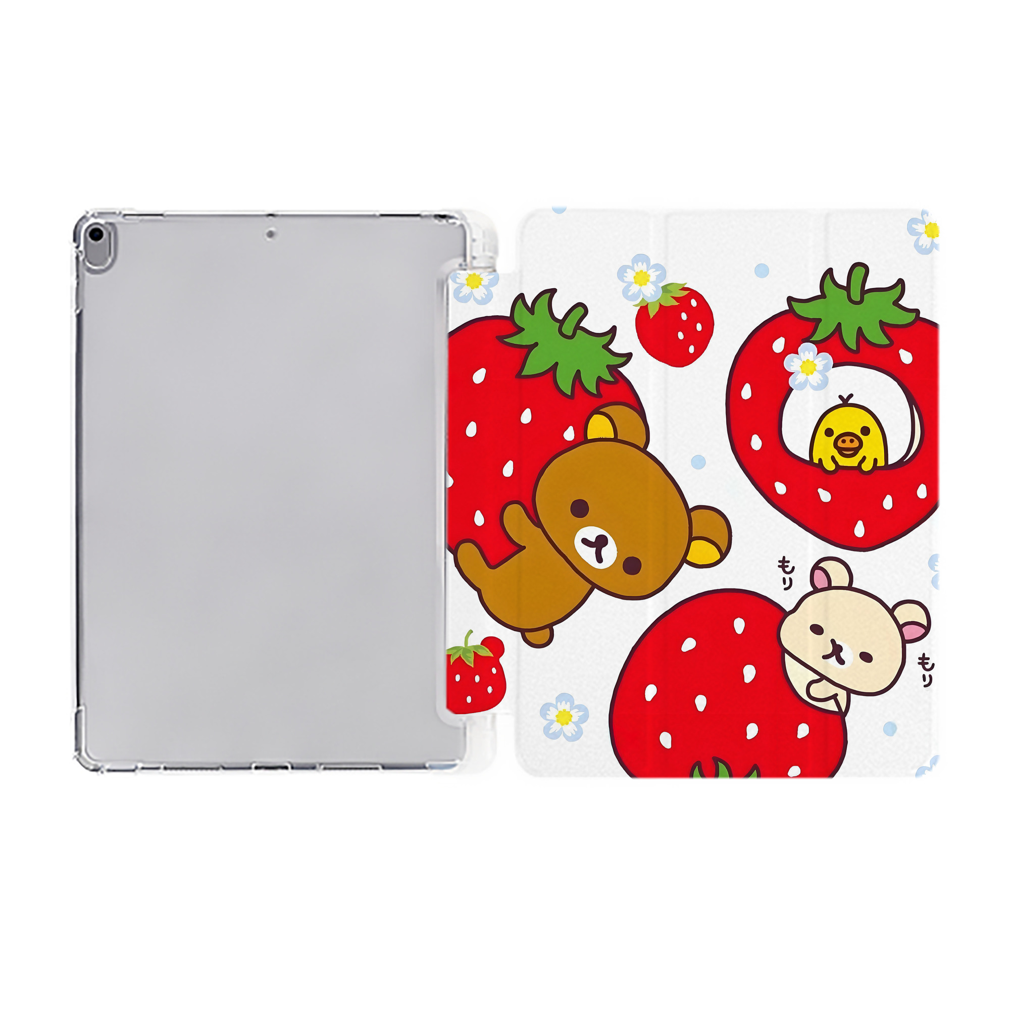 （画像用） リラックマ リラックマ キイロイトリ Rilakkuma Korilakkuma Kiiroitori IPad ケース ペン収納付き 三つ折りスタンド PUレザー×シリコン 対応機種9.5/10.5/10.9インチ